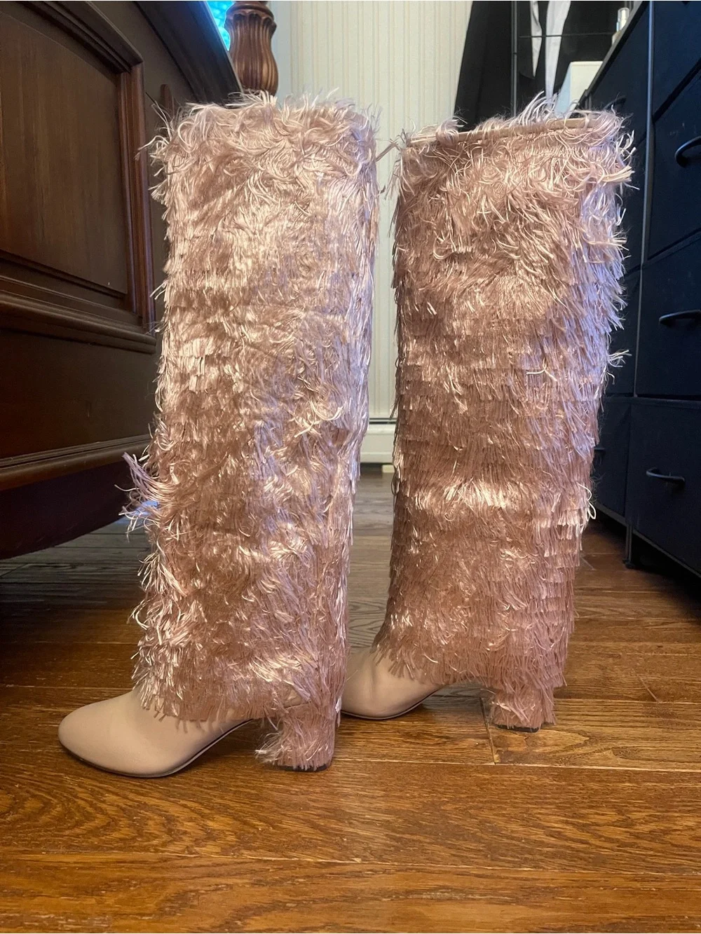 Jimmy Choo Blush Feather-Trim Over-the-Knee Boots